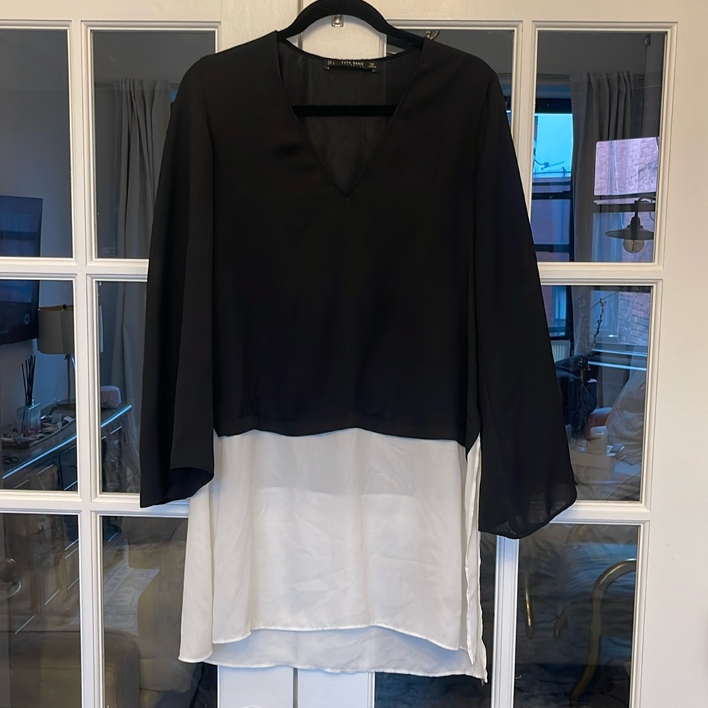Zara black & white blouse
